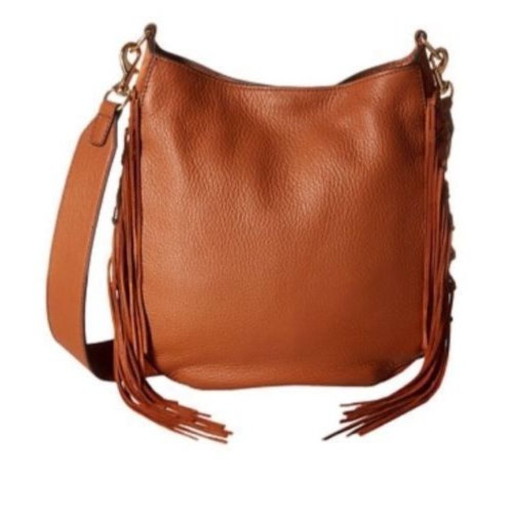 Nwt Rebecca Minkoff Medium Leather Lima Fringe Crossbody Bag Almond